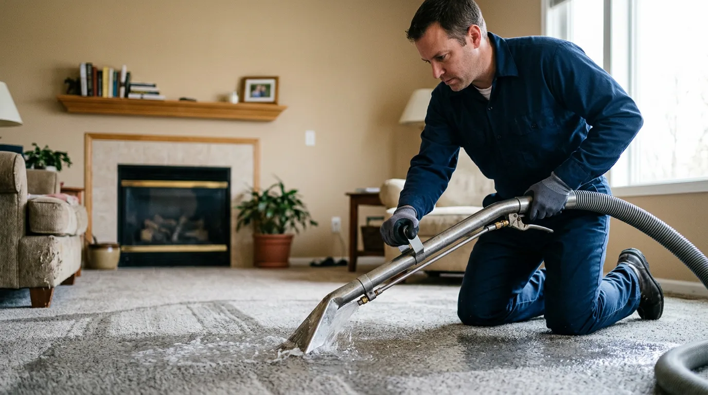 Water damage restoration technician working near Garfield, NJ